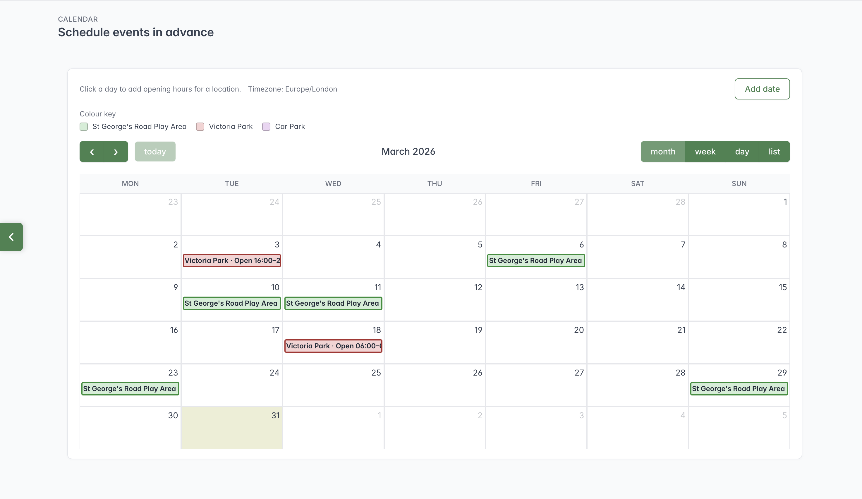 Food truck time slots and calendar planning